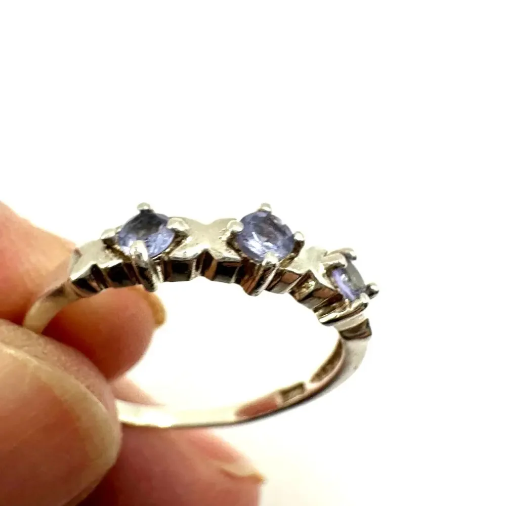 Clyde Duneier CID Silver ring purple Ring Vintage VTG Retro Size 9